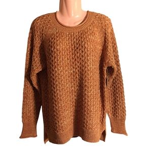 Time & Tru Women's Sweater Brown Size M Textured Hi-Lo Midweight